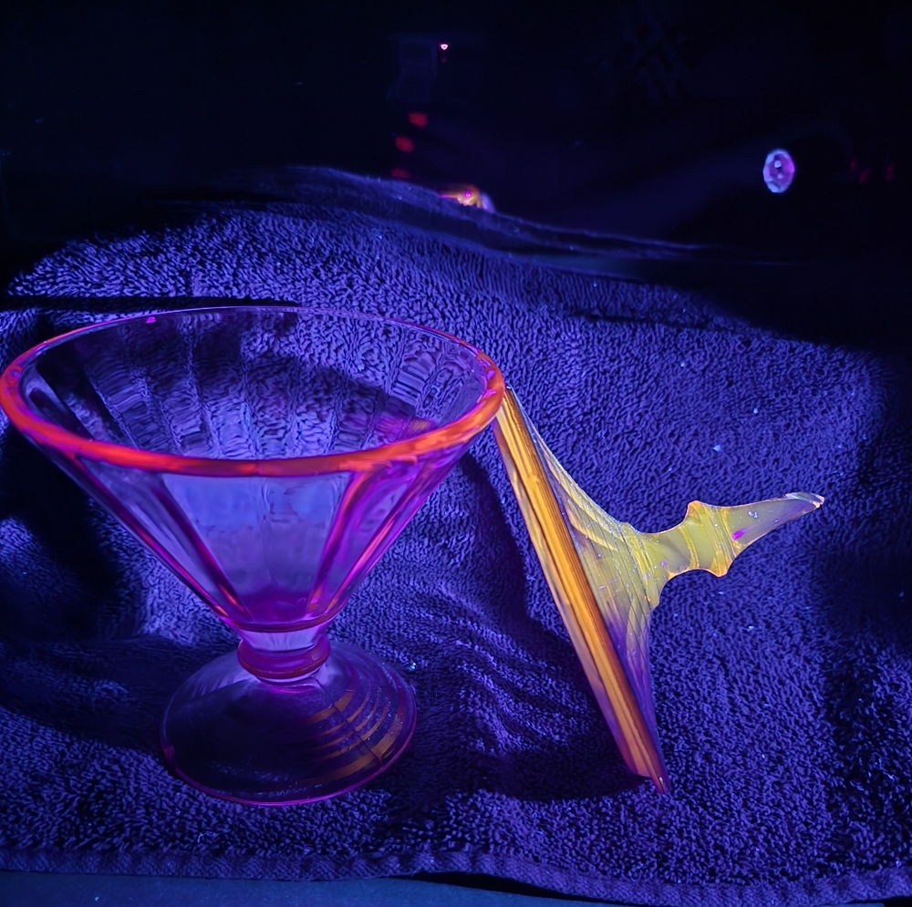 Iridescent Glass Goblet with Lid
